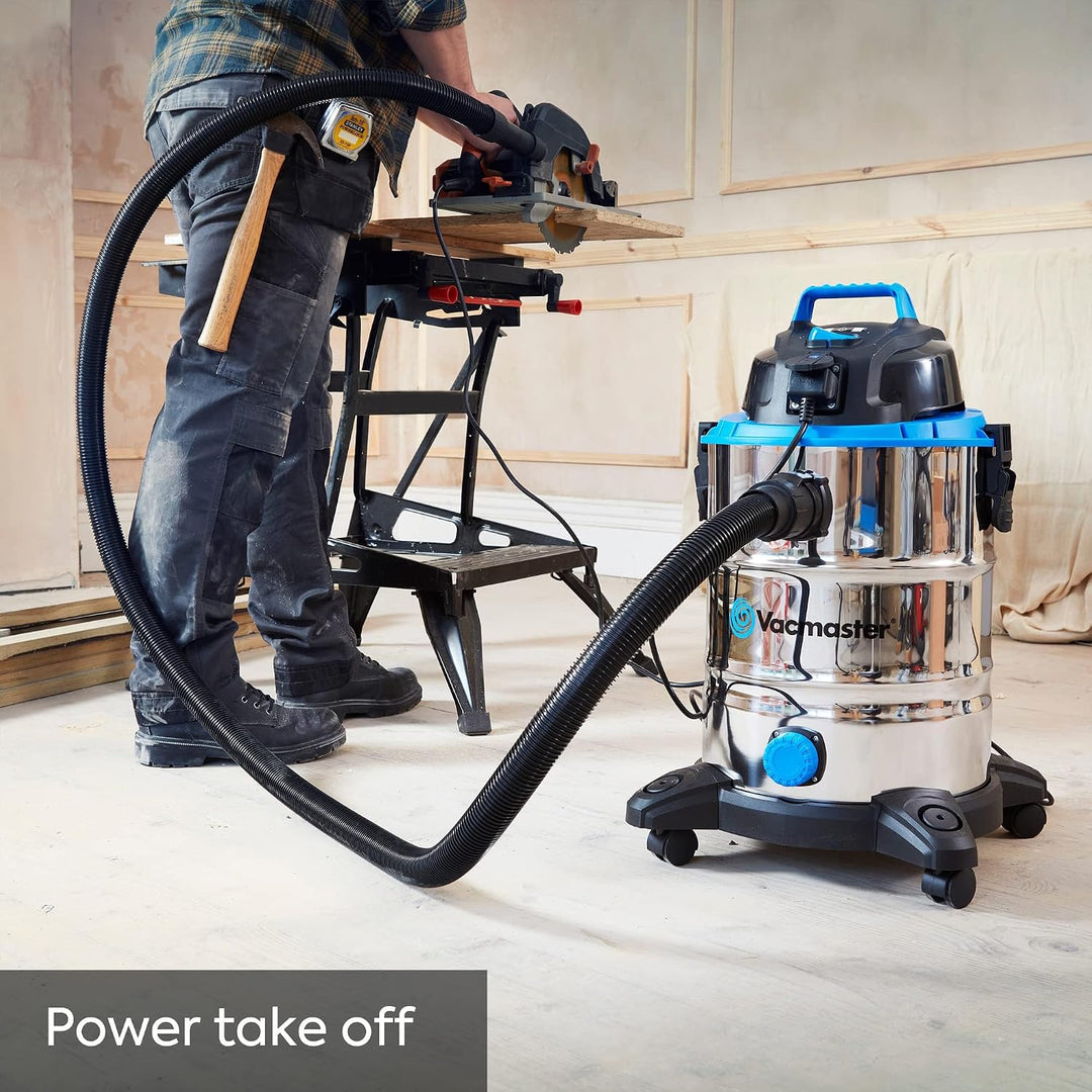 Vacmaster VQ1530SFDC 1500W 30L Nass Trockensauger Bodenstaubsauger, Starke Saugleistung, Wasserablas