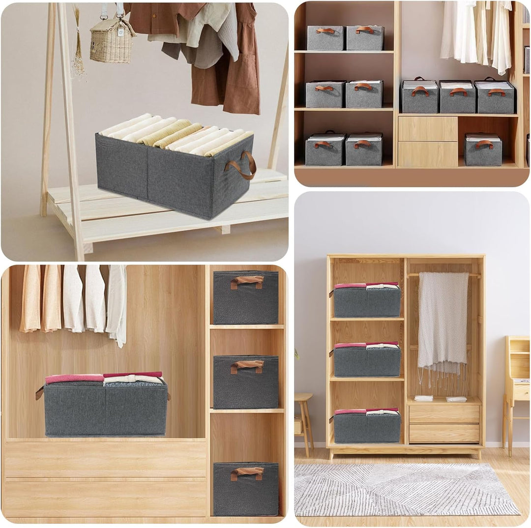 Aufbewahrungskörbe, zusammenklappbare Aufbewahrungsbox, 4 Stück, Stoff-Kleiderschrank-Organizer mit