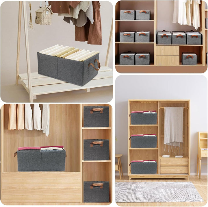 Aufbewahrungskörbe, zusammenklappbare Aufbewahrungsbox, 4 Stück, Stoff-Kleiderschrank-Organizer mit