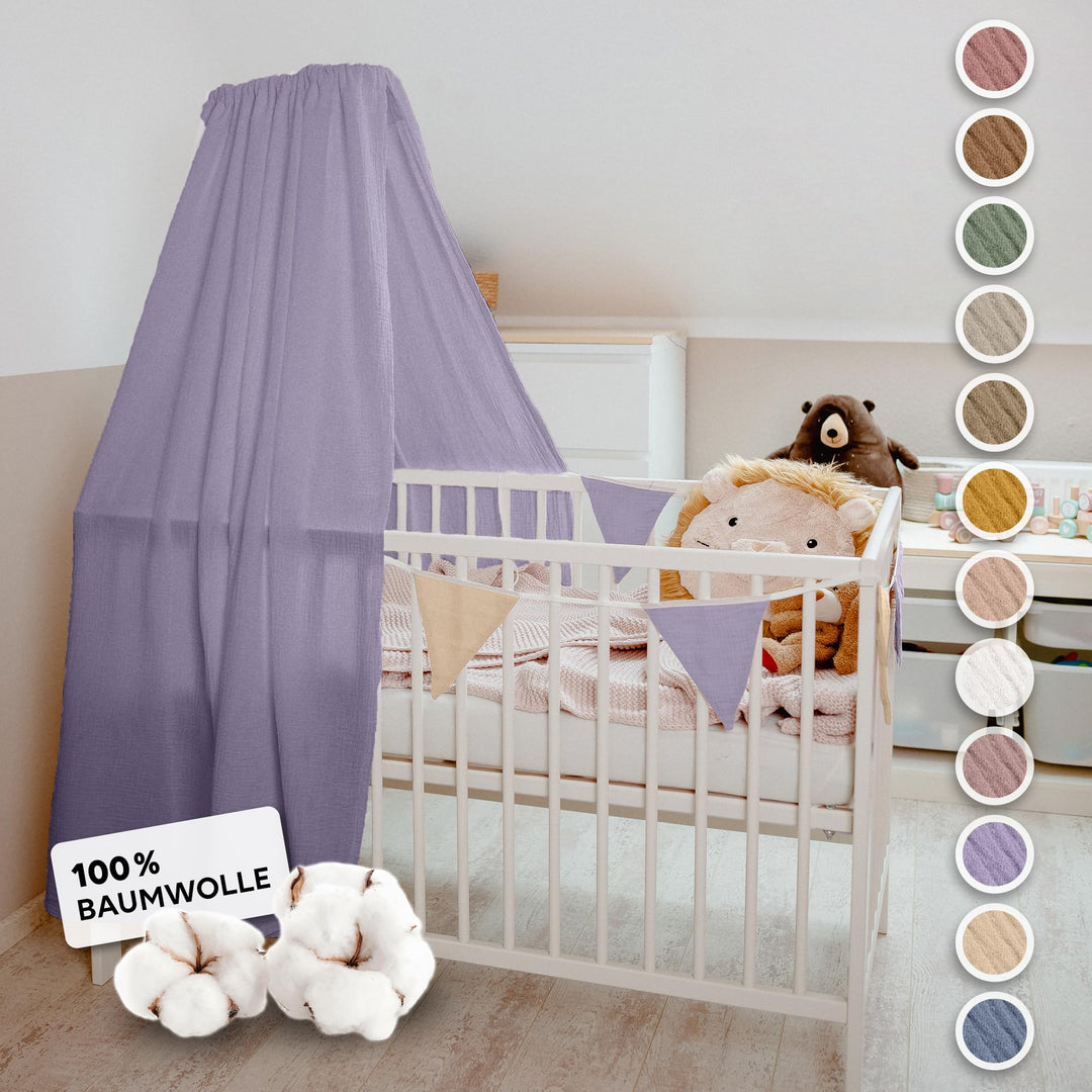 lilimaus Betthimmel Babybett mit Gold Applikation in 12 Farben [inkl. Himmelstange] - Himmel Babybet