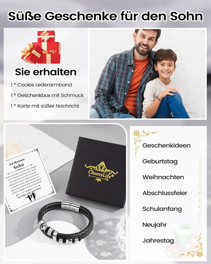CheersLife An Meinen Sohn Armband Sohn Geschenk von Mama Papa Geburtstagsgeschenk 18. Geburtstag Jun