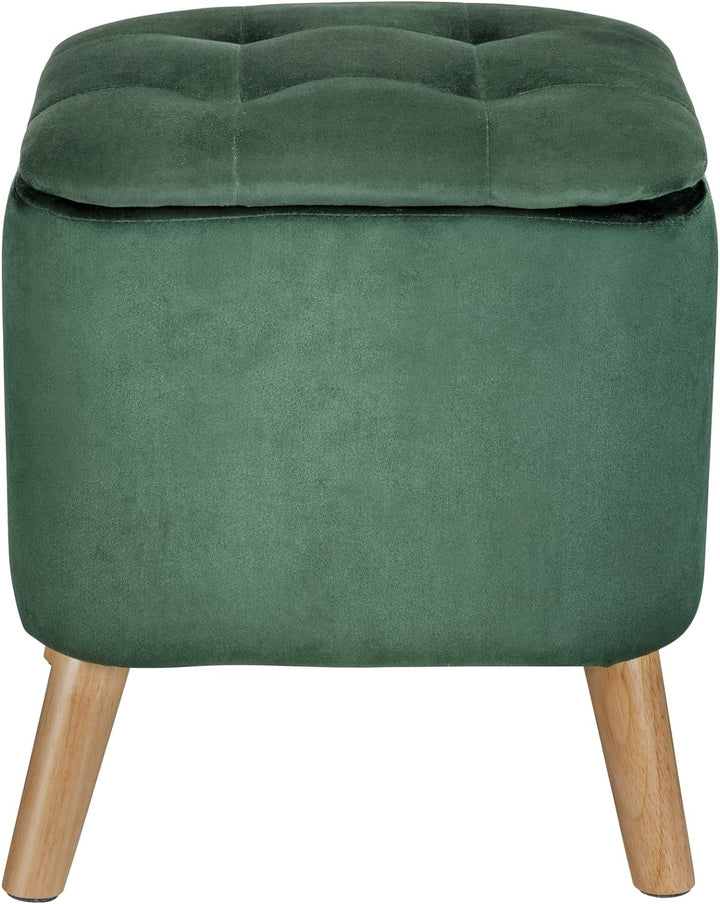 WENKO Hocker mit Stauraum grün [Edles Design] Sitzhocker mit Stauraum - Fusshocker mit stabilen Holz