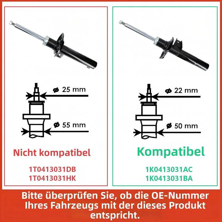 Frankberg 2x Stossdämpfer Vorne Links Rechts Kompatibel mit A3 8P7 Cabriolet 1.2L-2.0L 2008-2013 Gol