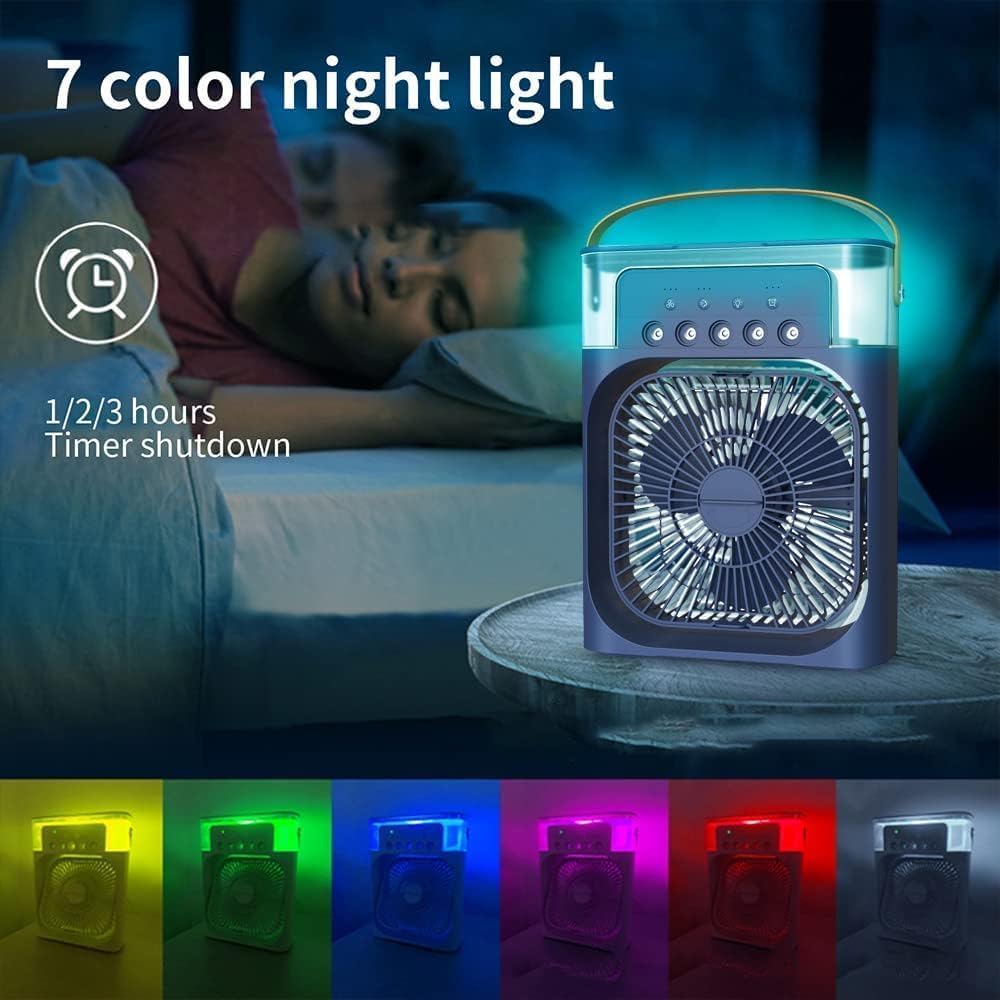 Ventilator USB Mini Tisch-Klimaanlage mit Wasserzerstäuber, Duftdiffusor,Luftbefeuchter Timer automa