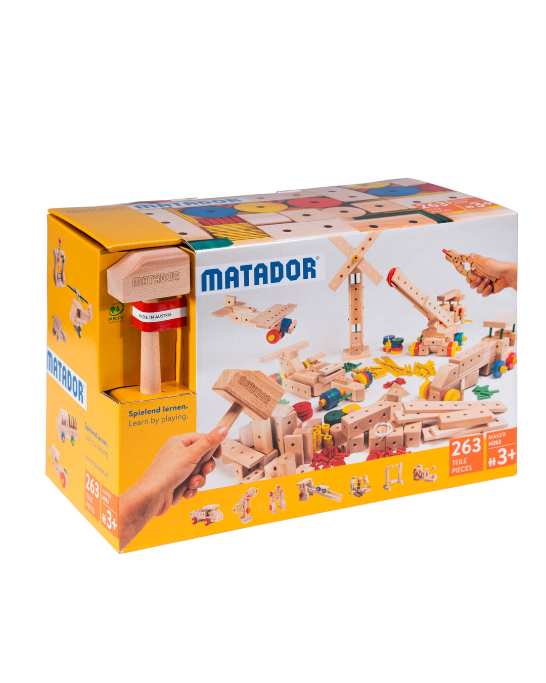 Matador Kinder Baukasten ab 3 Jahren 263-tlg. - Spannendes Holz Konstruktionsspielzeug zur Schulung
