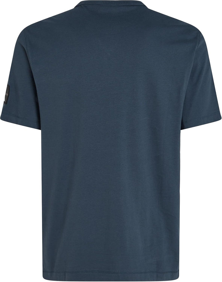 Calvin Klein Herren T-Shirt Kurzarm Regular Tee mit Logo-Badge XXS Blue (Ink), XXS Blue (Ink)