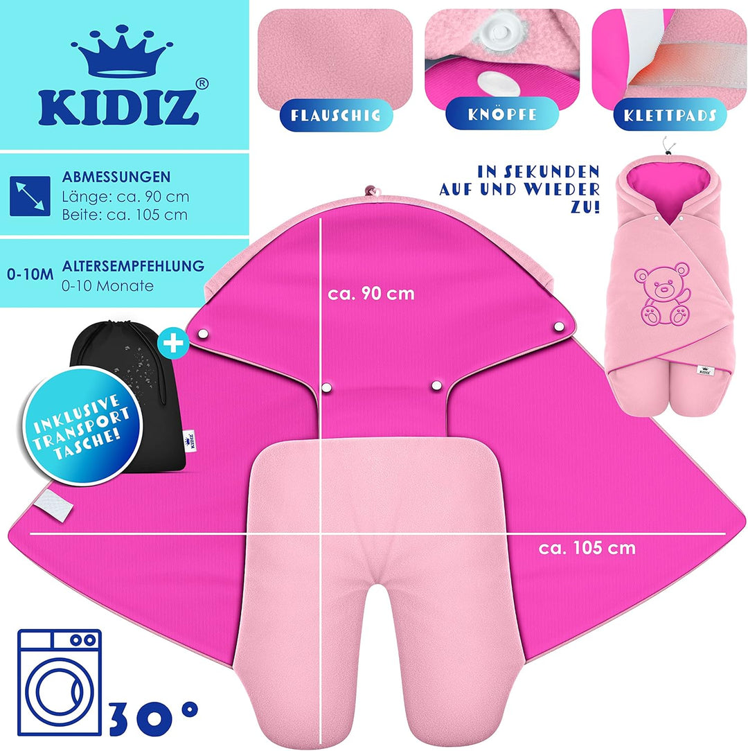 KIDIZ® Baby Einschlagdecke Babyschale Winter Herbst Babydecke mit Tasche Universal Fusssack kompatib