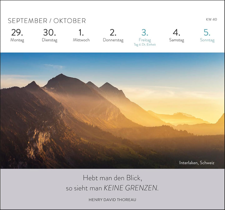 Postkartenkalender 2025: Zauber der Berge: Wochenkalender zum Aufstellen, Tischkalender mit Spiralbi