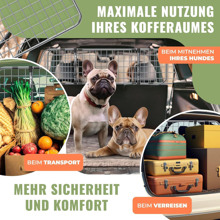 LOVPET® Hundegitter Auto Kofferraum – Universal Trenngitter für Hunde, verstellbar 92–152 cm, ohne B
