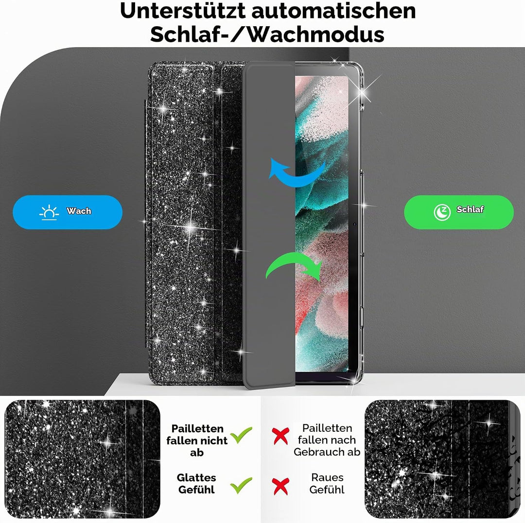 INFILAND Hülle für Samsung Galaxy Tab A11+/A9+11 Zoll (2023/2025),Glitzernde Schutzhülle mit funkeln