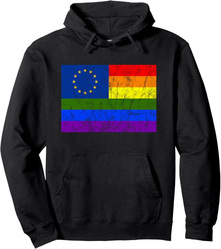 LGBT Regenbogen Fahne Europa Symbol Logo EU Sterne Gay Pride Pullover Hoodie