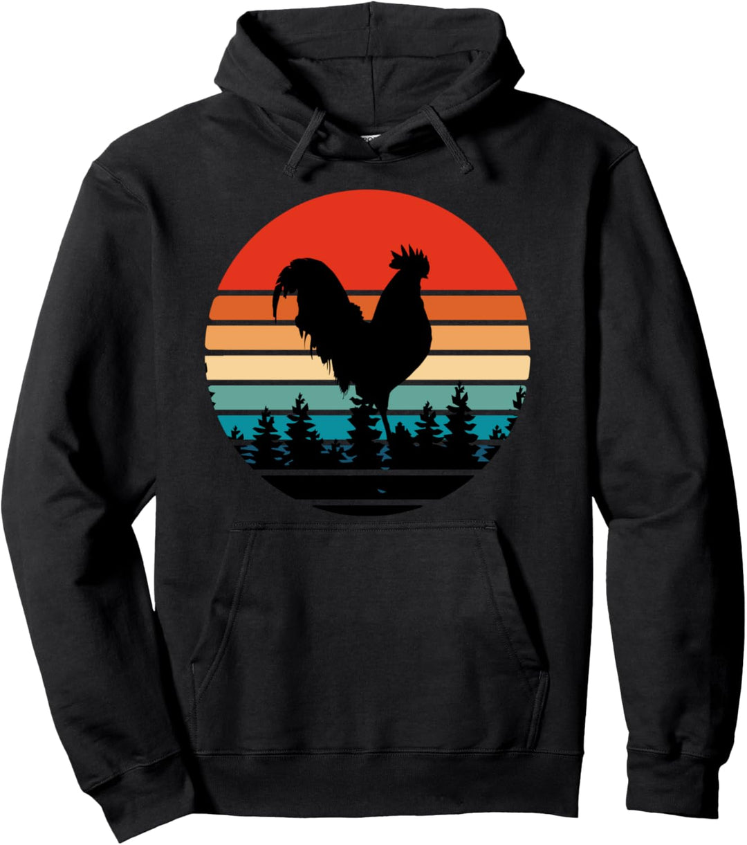 Retro Vintage Chicken Design Funny Farm Poultry Farmer Pullover Hoodie