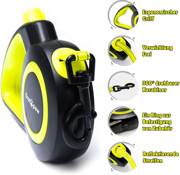 Rollleine Für Hunde bis 50 kg - Ausziehbar Hundeleine 5m, Reflektierendes Band, ergonomisches Design
