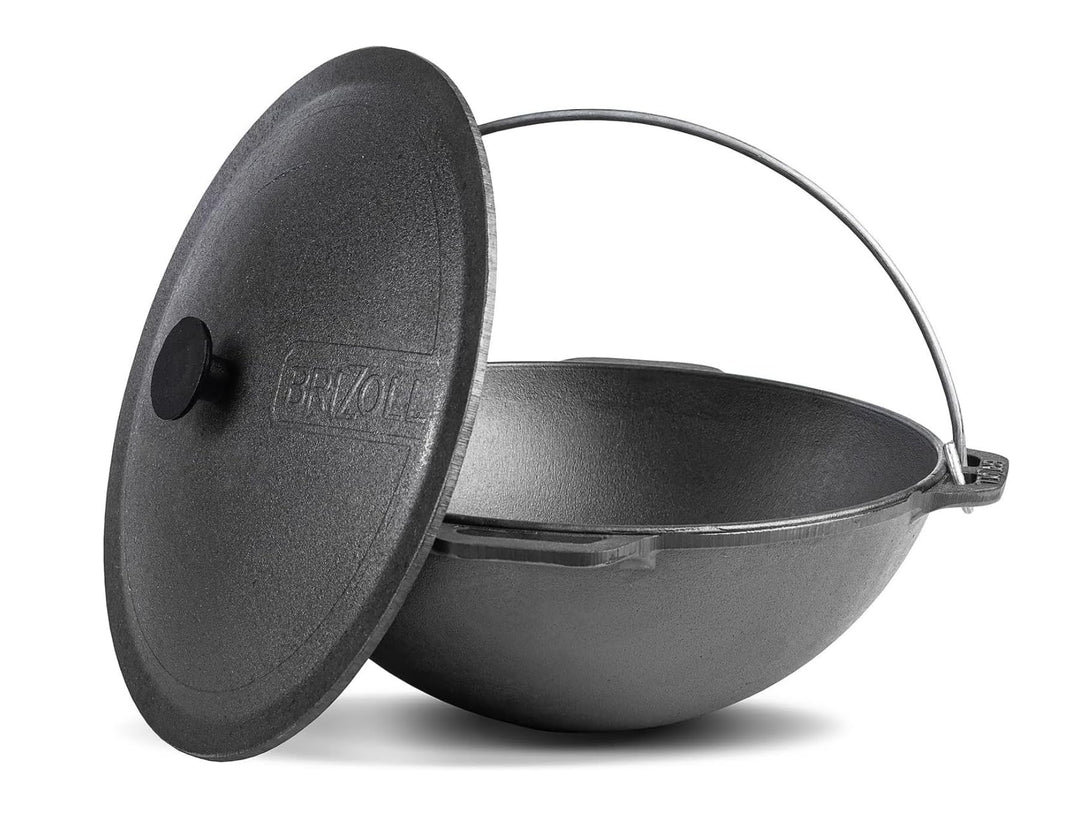 Brizoll Wok Asia 12 Liter mit Deckel aus Gusseisen