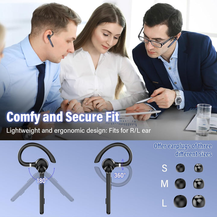 Bluetooth Headset V5.3, Wireless Freisprech Telefon mit CVC 8.0/ENC Dual Mic, APTX, Mute Zwei-Geräte