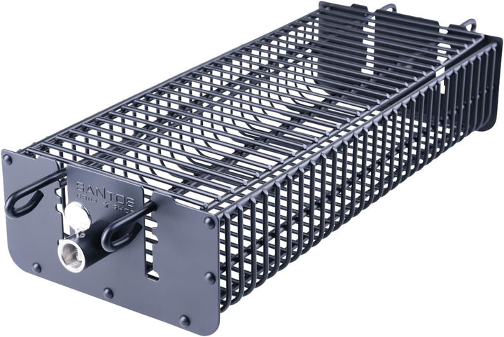 SANTOS Drehspiess-Korb für Drehspiesse (⌀ max. 11mm) - Grillkorb eckig - Grillzubehör - Fleisch, Fis