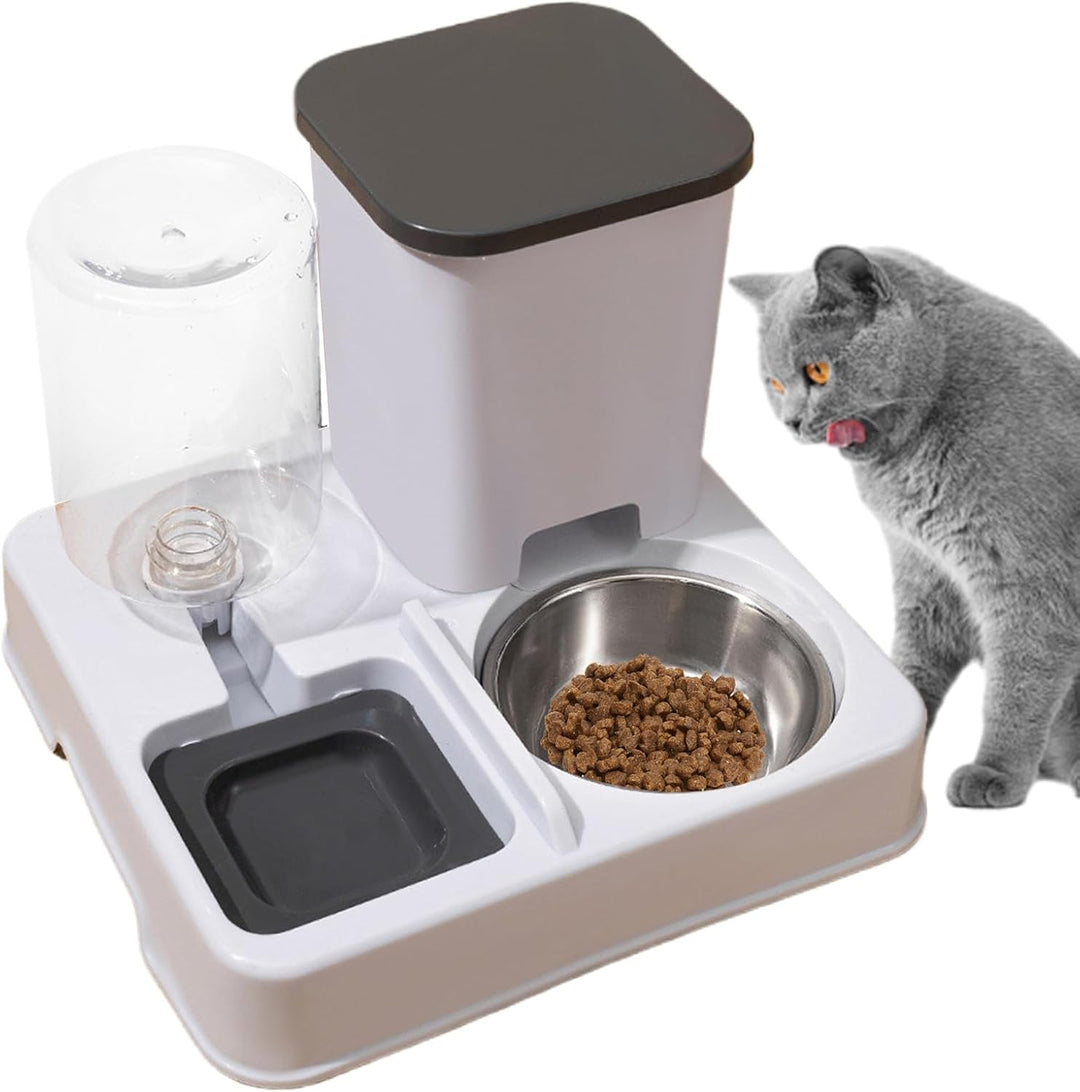 Wasser- Und Futterspender, Automatischer 2-in-1 Futterautomat Katze, rutschfeste Automatische Trinkf