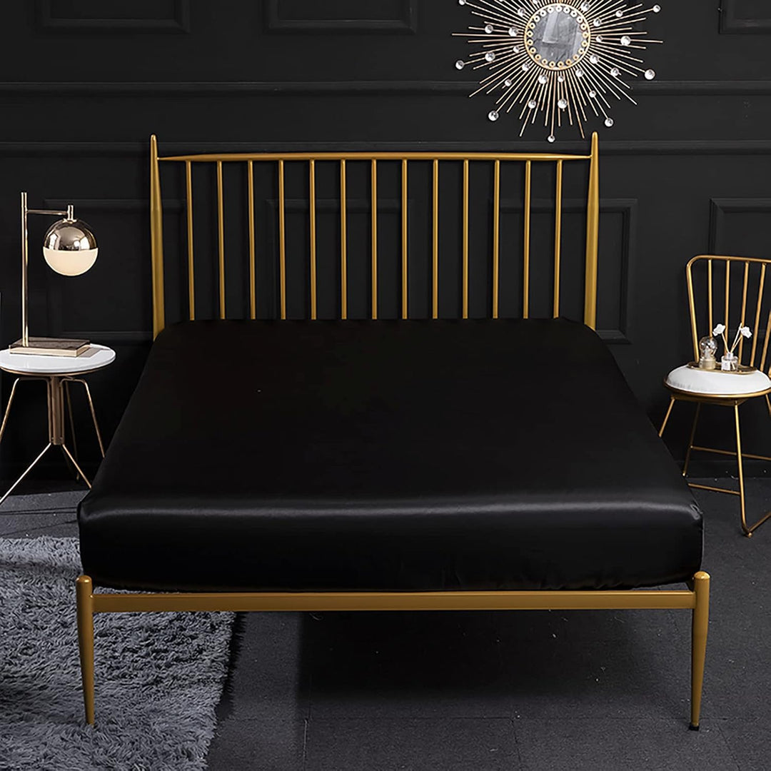 Jemiipee Spannbettuch Einfarbig Satin Seide Glänzend Betttuch Leintuch 150x200 cm für Matratzen bis