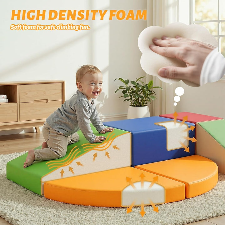 Schaumstoff Bausteine Kinder Klettern Indoor - 6 PCS Softbausteine Riesenbausteine für Baby Motorik
