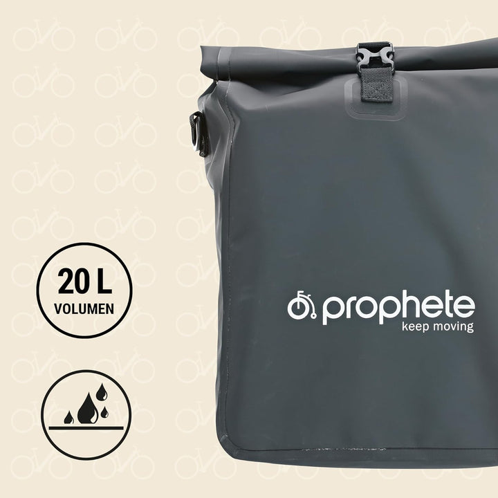 Prophete Fahrradtasche, Seitenpacktasche, wasserdicht, auch als Rucksack zu nutzen, Farbe schwarz
