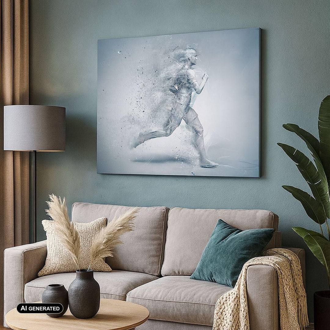 Bilder auf Leinwand 100x70cm Leinwandbild Energie Abbildung Jogging Marathon Gross Wanddeko Bild Sch