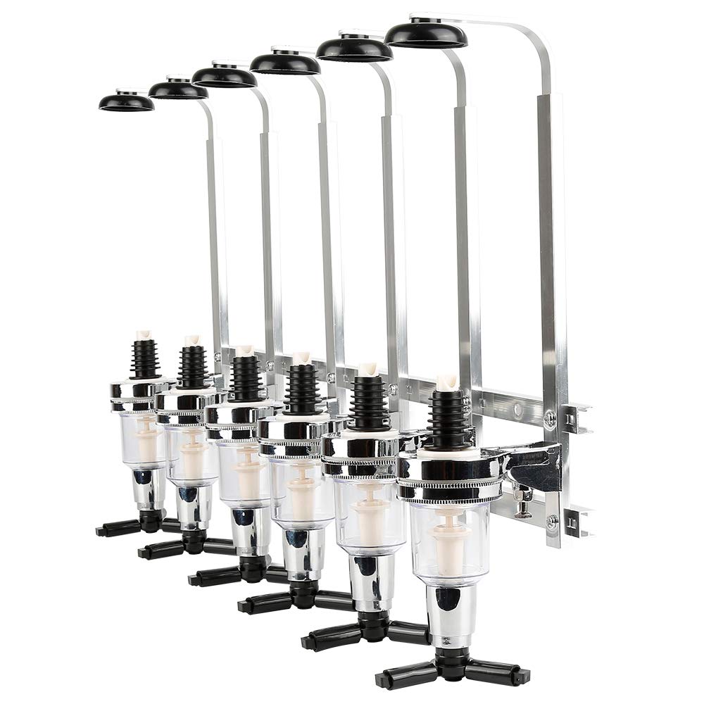 6 Way Bar Drinks Dispenser Universal Kitchen Bottle Holder and Pourer (6 Bottles), 6 Bottles