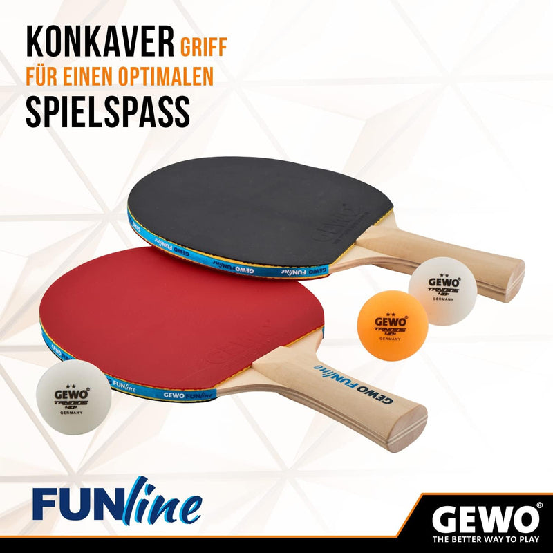 GEWO Double Fun Tischtennisschläger Set für Hobby und Freizeit mit 3 Tischtennis Bällen und Aufbewah