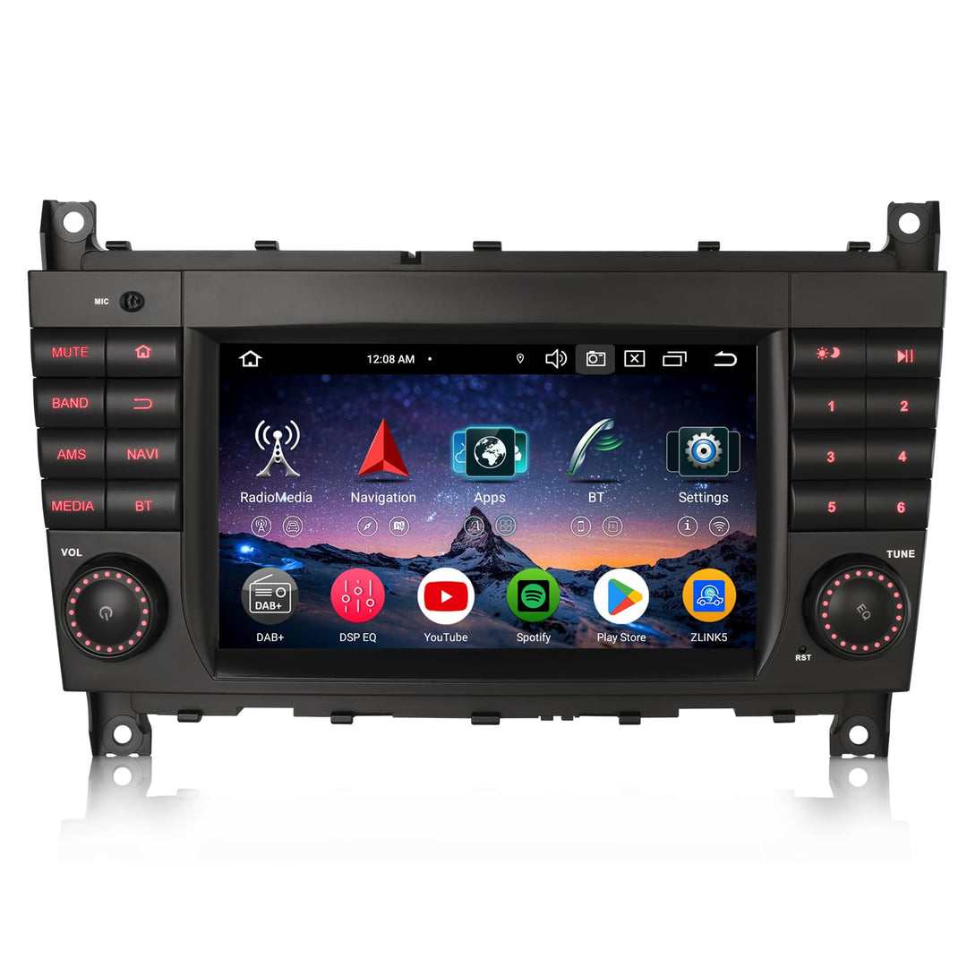 Erisin 7 Zoll 8-Kern 4GB+64GB Android 14 Autoradio 2Din GPS Navigation für Mercedes Benz C Klasse W2