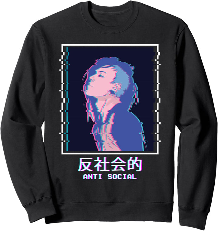 Vaporwave Aesthetic Antisocial Anime Girl Punk Emo Sweatshirt