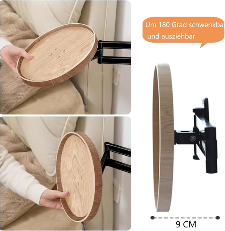Klapptisch Wandmontage, Runder Klapptisch Mit Einziehbarem Regal Wandtisch Um 180 Grad Drehbares Wan
