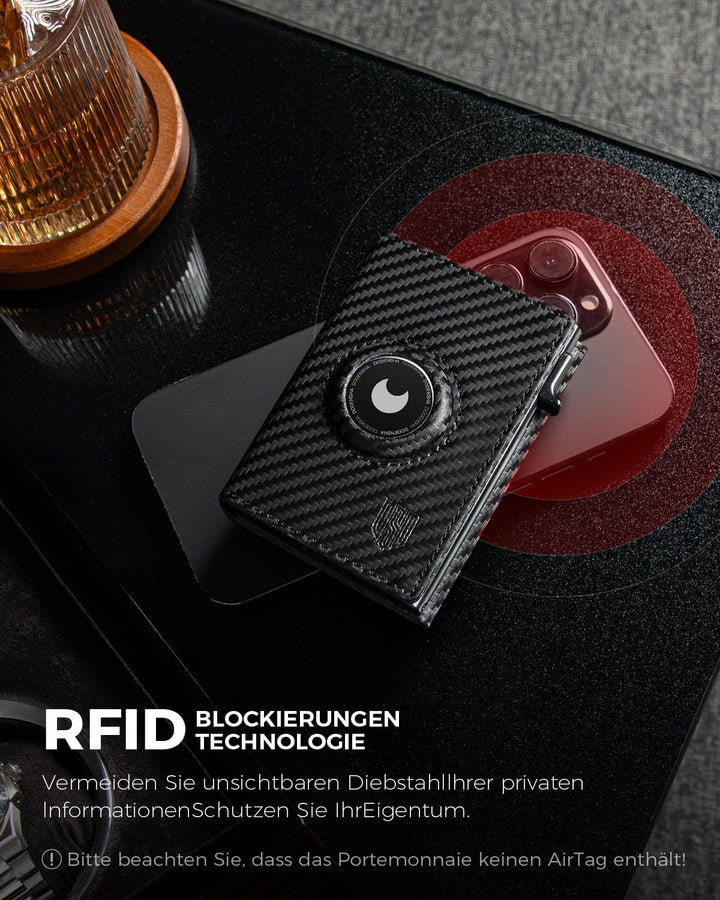 DODENSHA® AirTag* Wallet mit RFID Schut I Geldbörse Herren mit Münzfach I Smart Airtag Wallet Klein