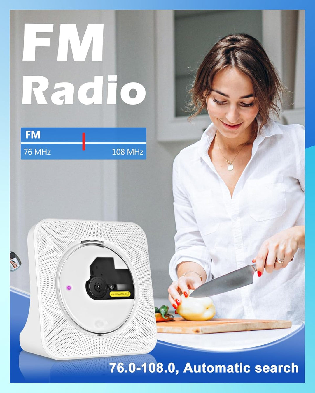 Wiederaufladbarer CD-Player Tragbare, Bluetooth CD-Player mit USB, AUX, FM Radio CD Player mit Gutem