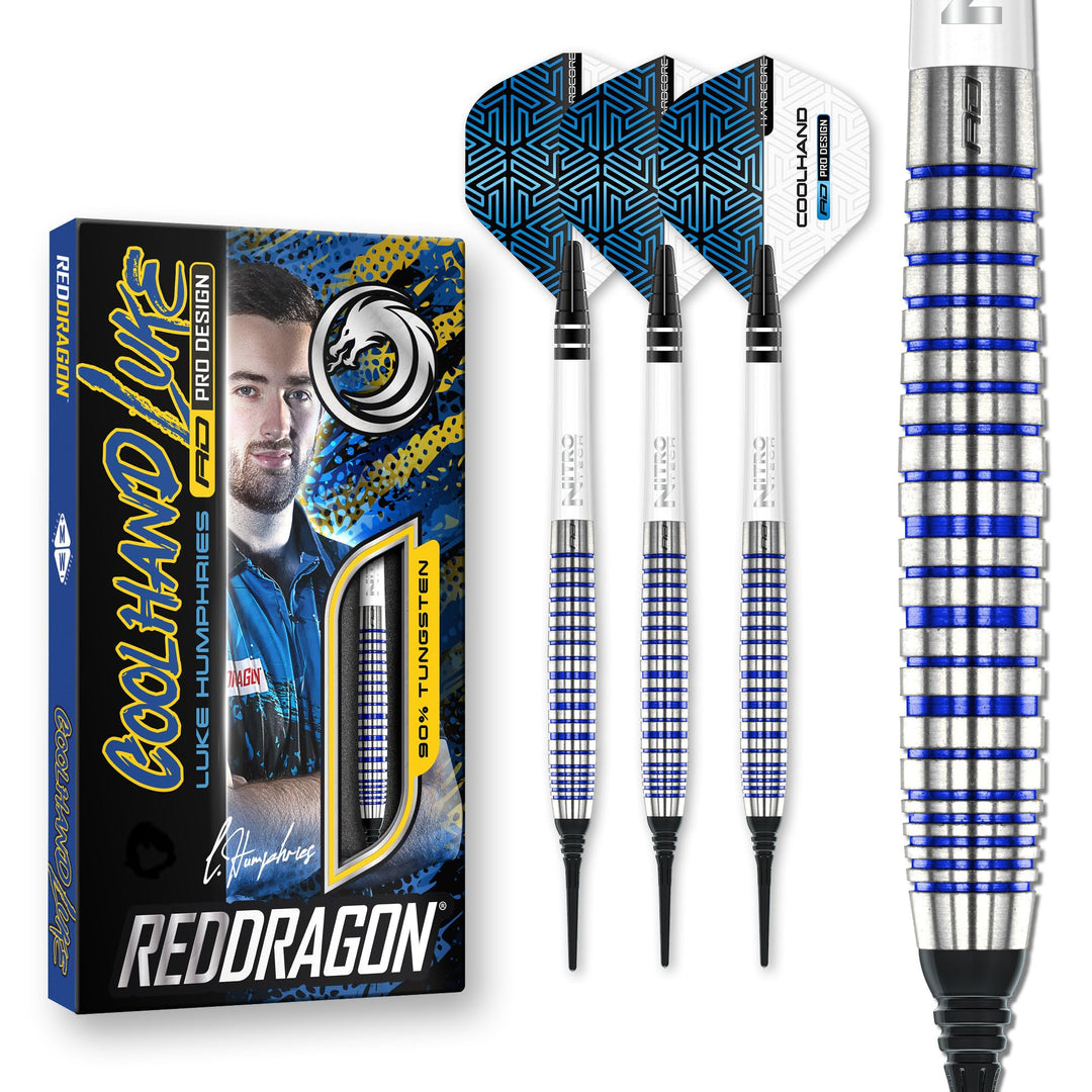 RED DRAGON Luke Humphries TX Softip Serie Premium Wolfram Dart Set mit Flüge und Schäften 20G 3, 20G
