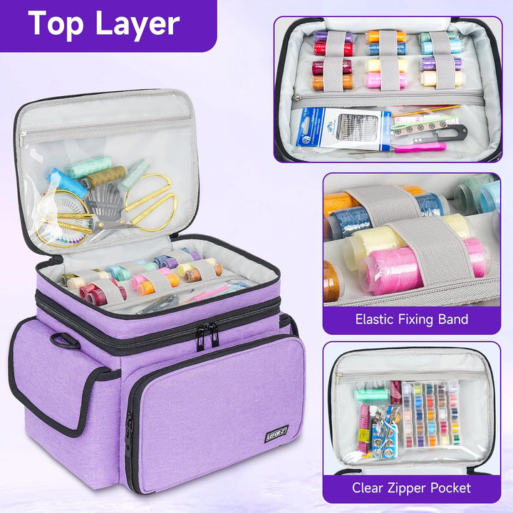 LEFOR·Z Nähzubehör Tasche,Nähset Aufbewahrungstasche Organizer,Doppelschicht Nähzeug Tragetasche für