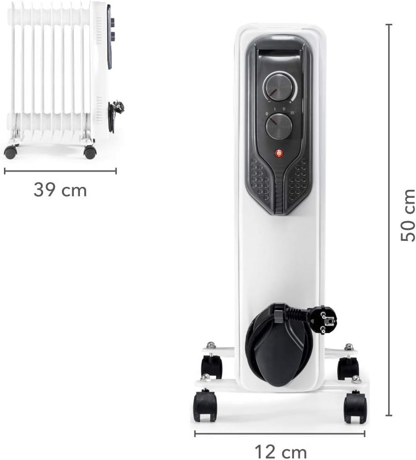 TROTEC Radiator Heizung TRH 20 E – Heizleistung 800 W / 1200 W / 2000 W – Elektro Heizkörper, 9 Ripp
