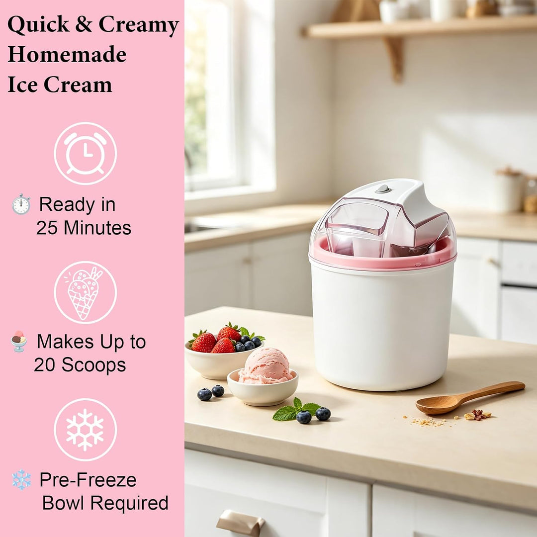 Eismaschine 1,6 L, für Eiscreme, Sorbet & Frozen Joghurt, Softeismaschine mit One-Touch-Bedienung, 2