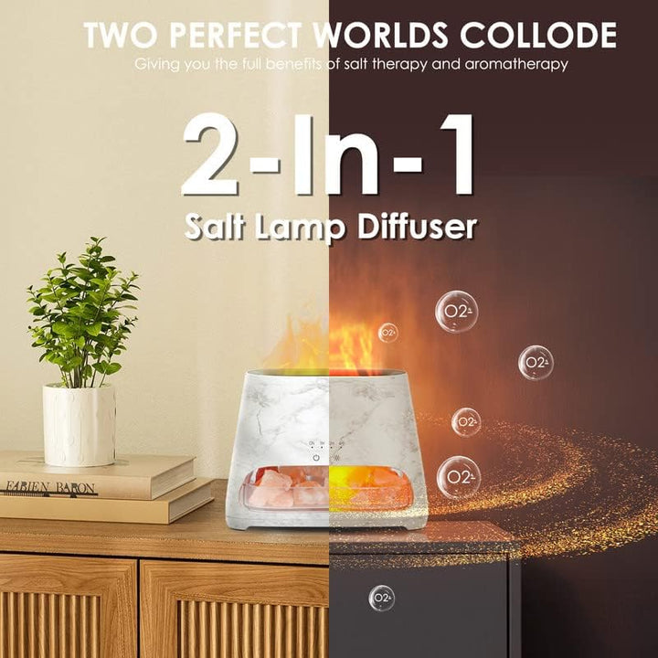 SALKING 2-in-1 Aroma Diffuser & Salt Range Pakistan Leuchte, Flammeneffekt Diffusor für ätherische Ö
