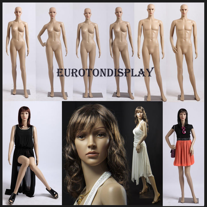 EurotonDisplay sitzende Schaufensterpuppe mit 2 Perücken gratis SF-6 beweglich