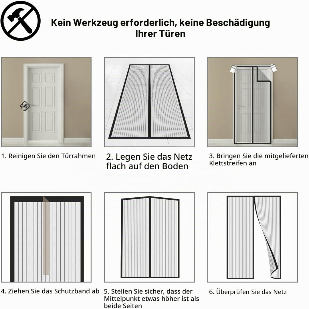 Fliegengitter Balkontür 75x200, Hohe Qualität Fliegengitter Tür Schwarz Magnet, Erhältlich in Allen