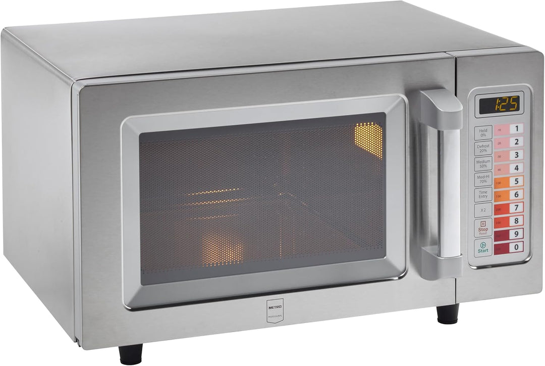 METRO Professional Mikrowelle GMW1125, Edelstahl, 51.1 x 43.2 x 31.1 cm, 25 L, 100 Programme, 60-Min