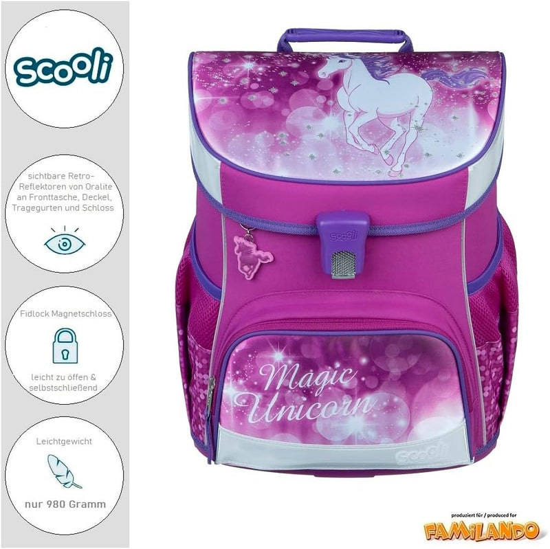 Familando Mädchen Schulranzen 1. Klasse · Scooli Campus Fit Schultasche · ergonomisch & leicht · Kin