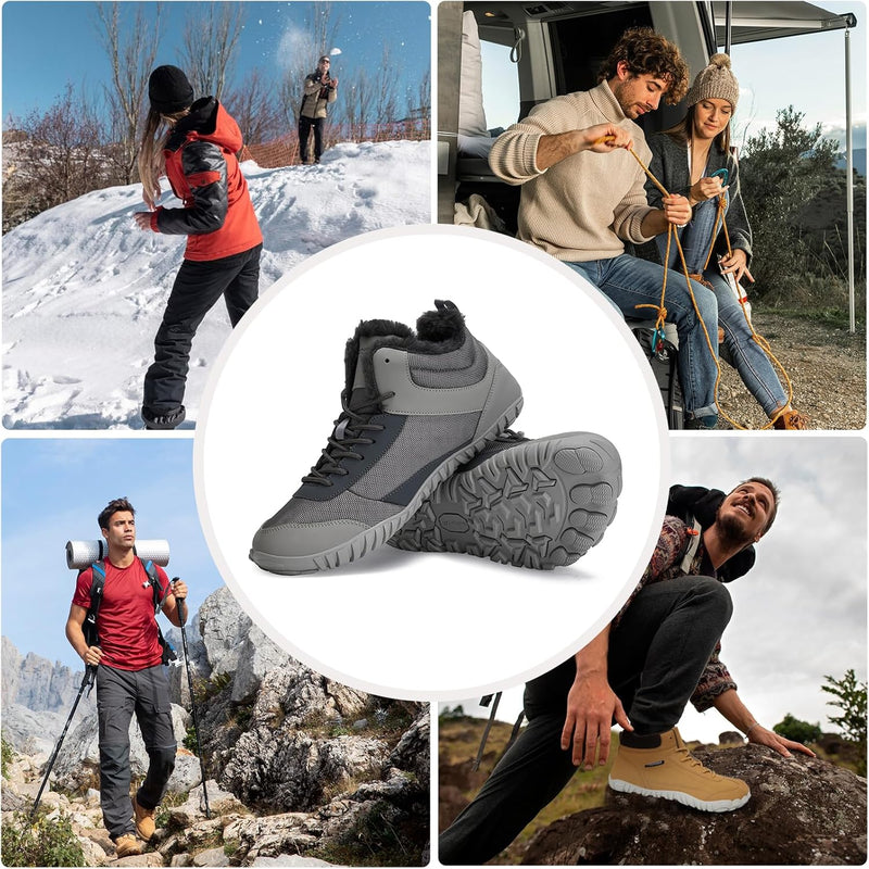 IceUnicorn Barfuss Schuhe Damen Winter Barfussschuhe Herren Trekking Wanderhalbschuhe Breiter Zehenb