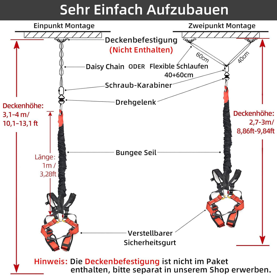 PRIOR FITNESS Aerial-Bungee-Fitness-Set-4D-Yoga-Dance-Dehnseil (hochfester Nylon), verstellbares Gur