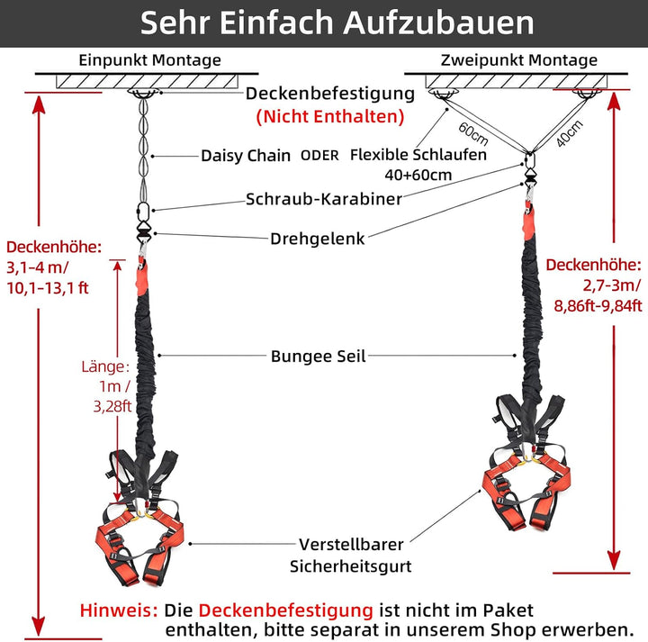 PRIOR FITNESS Aerial-Bungee-Fitness-Set-4D-Yoga-Dance-Dehnseil (hochfester Nylon), verstellbares Gur