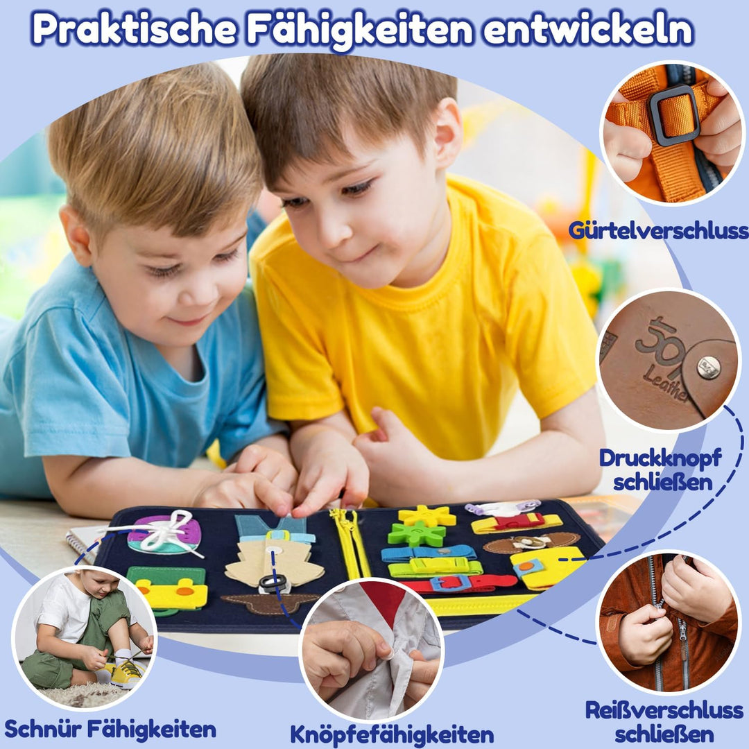 Qizfun Busy Board Montessori Spielzeug ab 1 2 3 4 Jahre – Kleinkinder Activity Board Motorikspielzeu