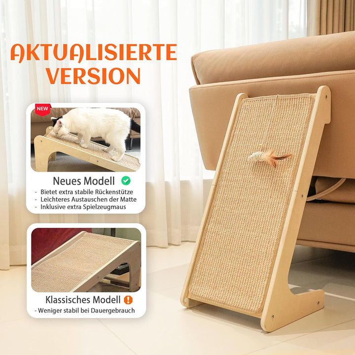 PETKARAY Dual-Use Kratzbrett Katze, 68 cm Hohe L-förmiger Sisal Kratzsäule, Kratzpads für Katzen, Ka