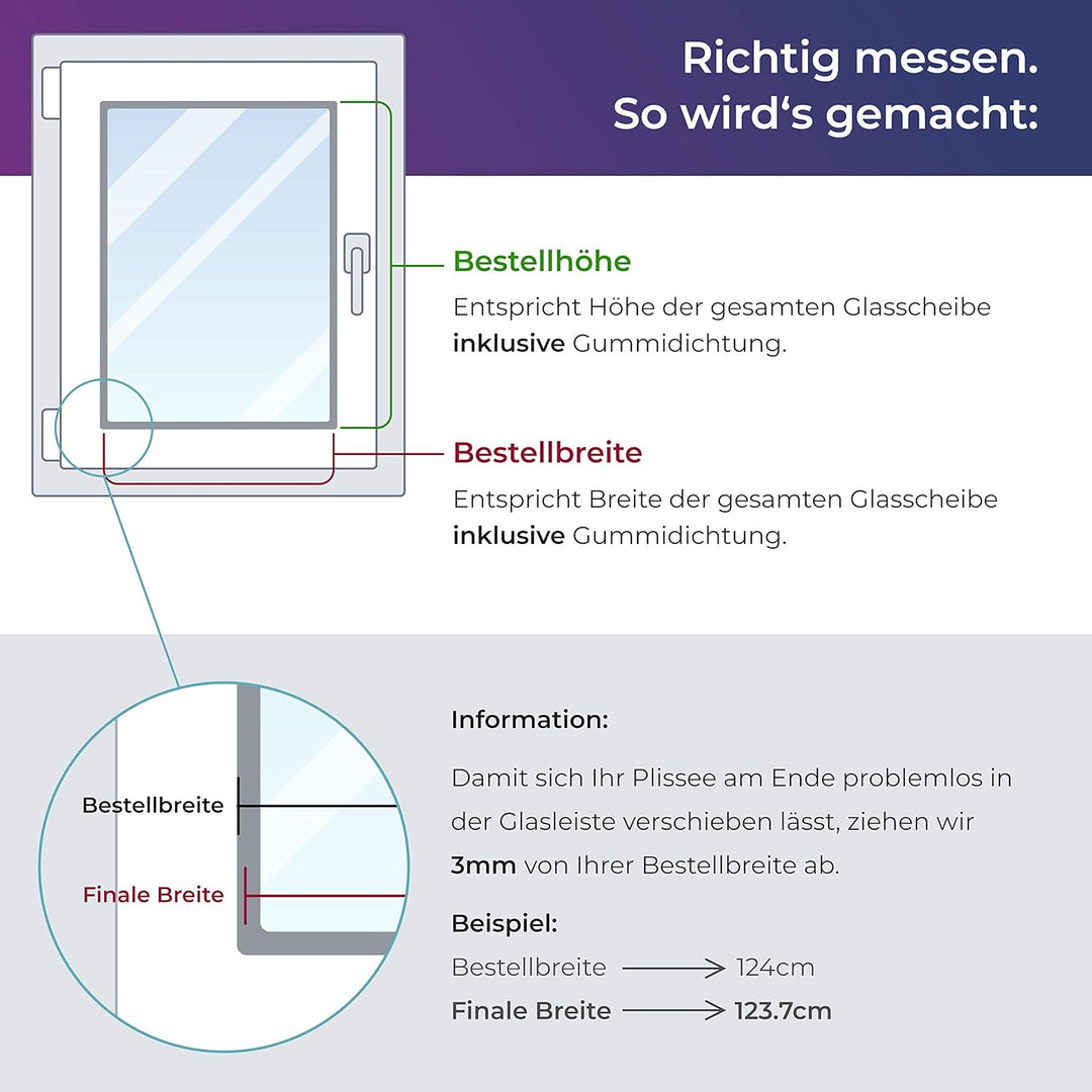 SchattenFreude Waben-Plissee nach Mass für Fenster & Tür | 100% verdunkelnd/Blackout | Zum Anschraub