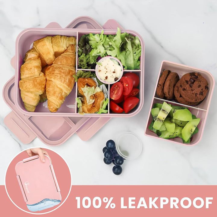 Bugucat Brotdose Kinder mit 5 Fächern 1300ML, Auslaufsicher Lunchbox Kinder, Bento Box Brotdosen mit