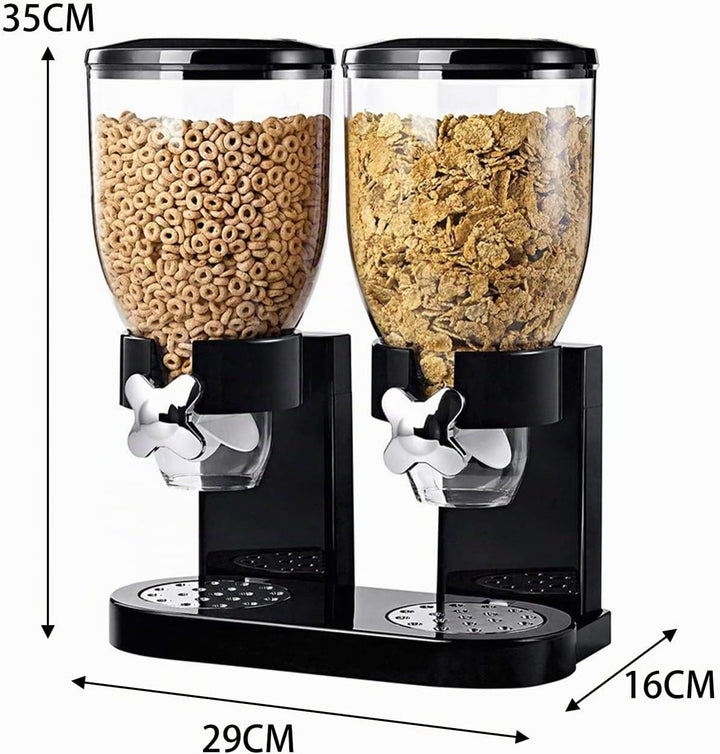Müslispender doppelt, 2L Lebensmittelspender aus Kunststoff,Cornflakes,Süssigkeiten,Süssigkeiten und