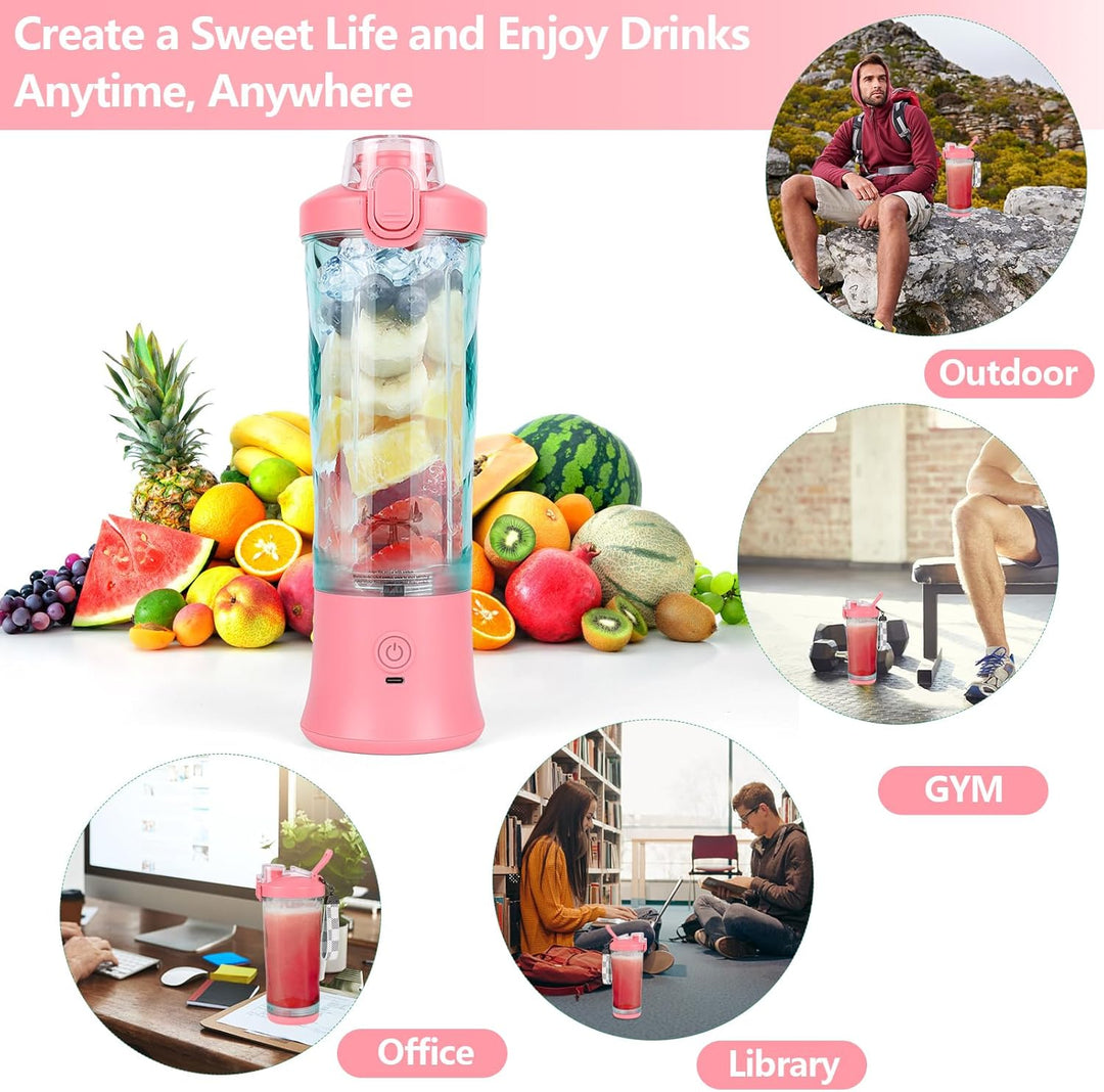 Dreamhigh® Mixer Smoothie Maker, 600ml Tragbarer Mixer für Smoothies und Shakes mit 6 Klingen, 4000m